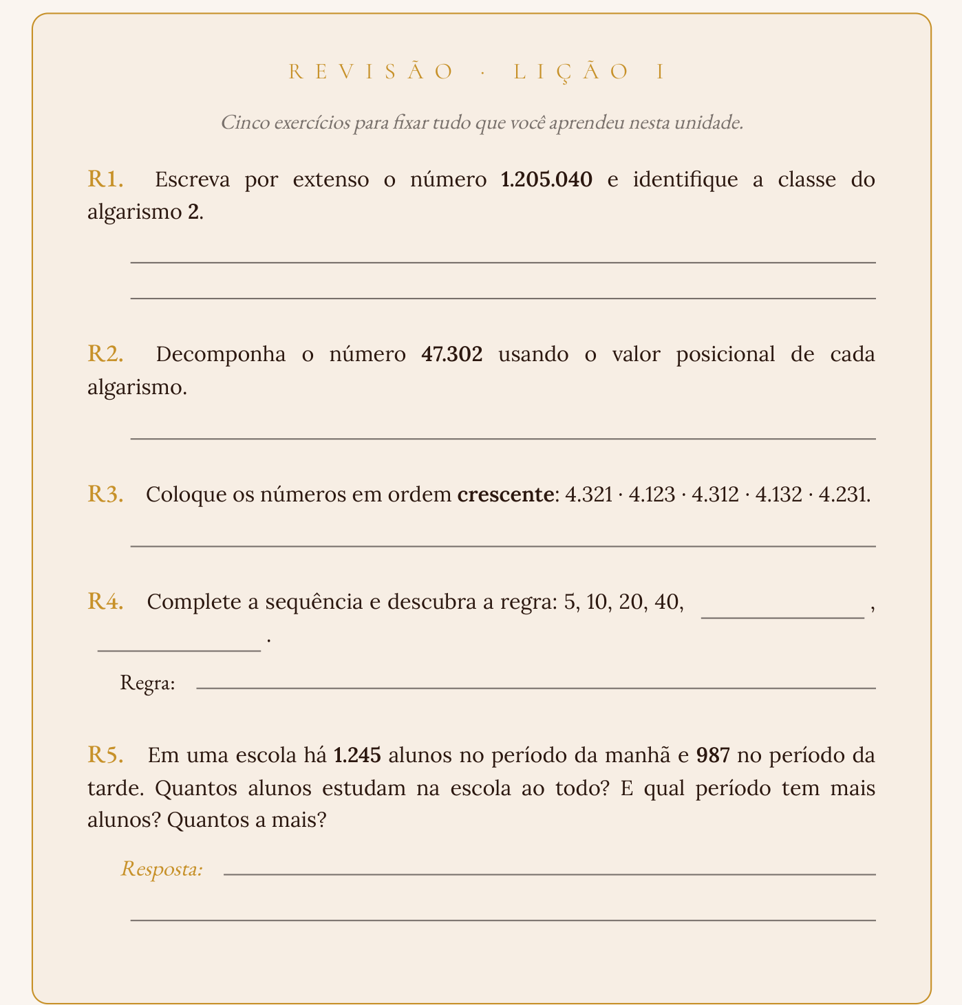 Revisão da Unidade I com cinco exercícios