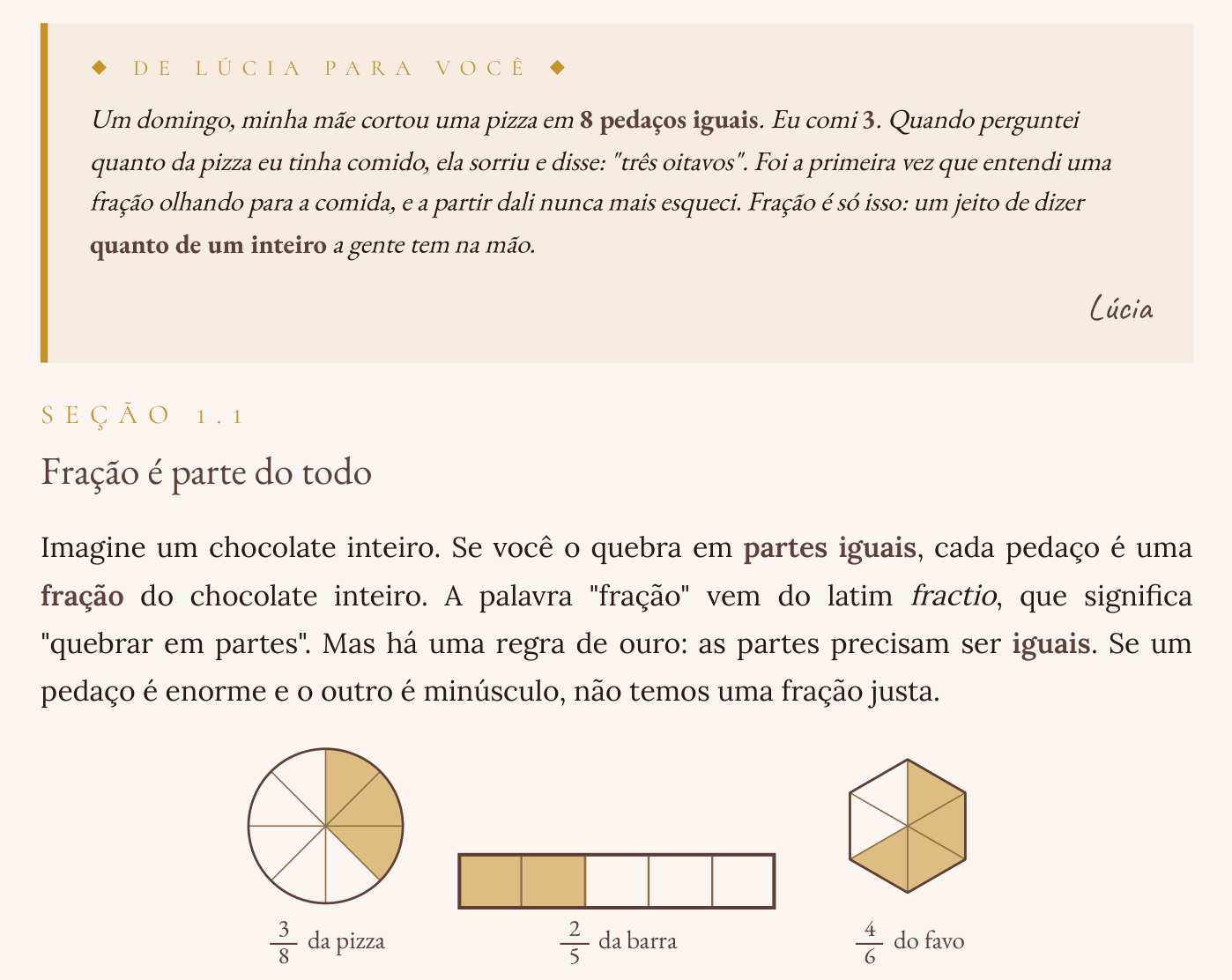 Abertura da lição I, a pizza de oito pedaços, na voz da Lúcia