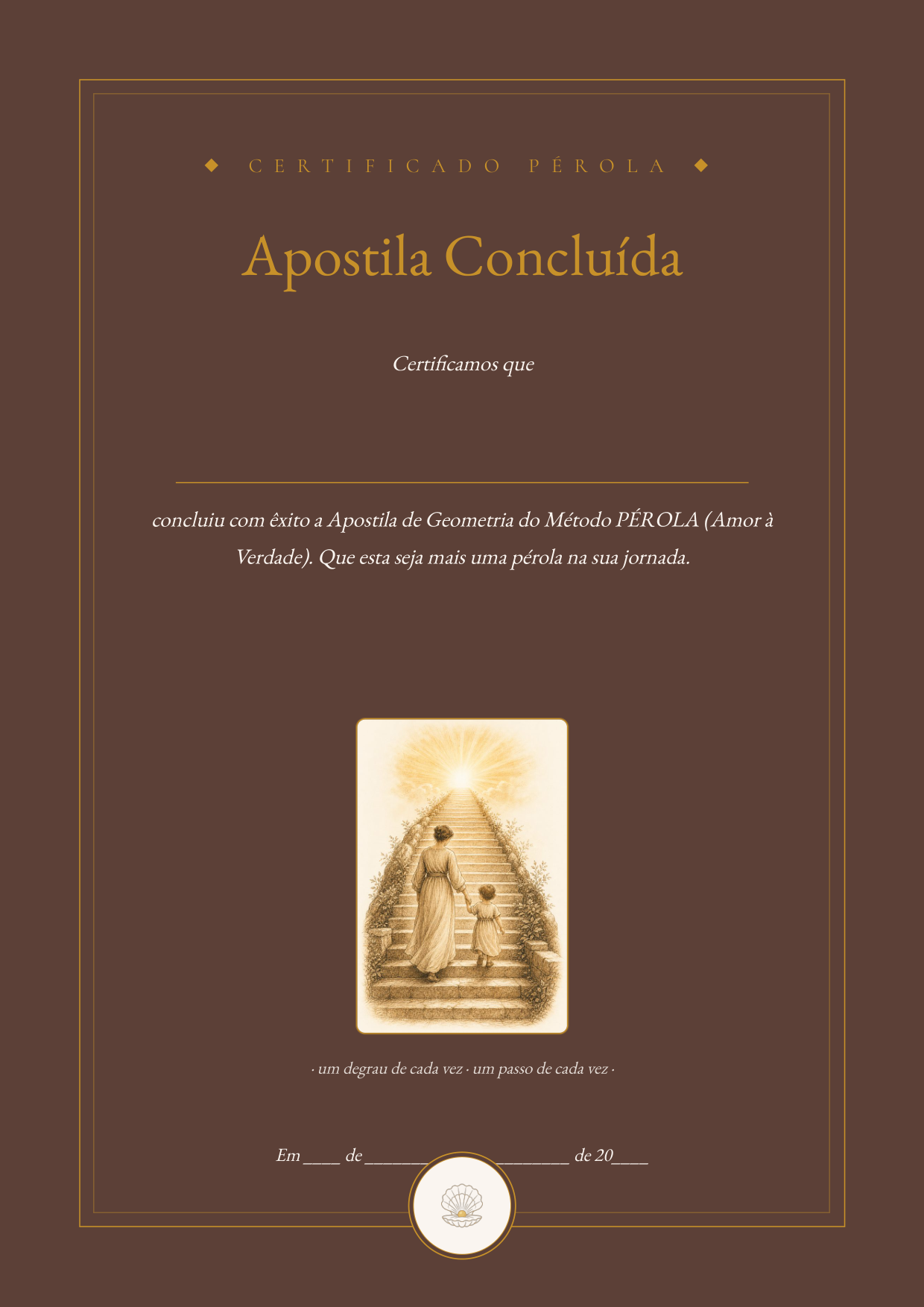 Certificado PÉROLA de conclusão da apostila de geometria