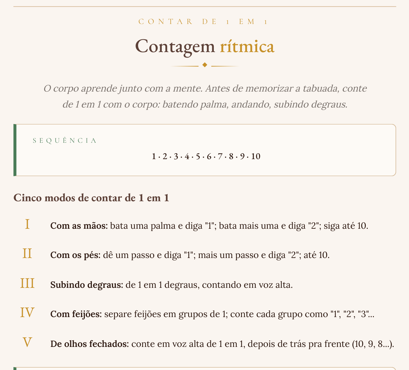 Contagem rítmica para fixar a tabuada
